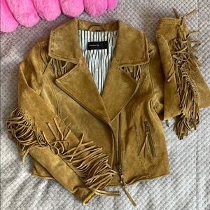 Swedish Design Suede Fringe Jacket in Tan size XS/S ✨✨